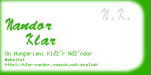 nandor klar business card